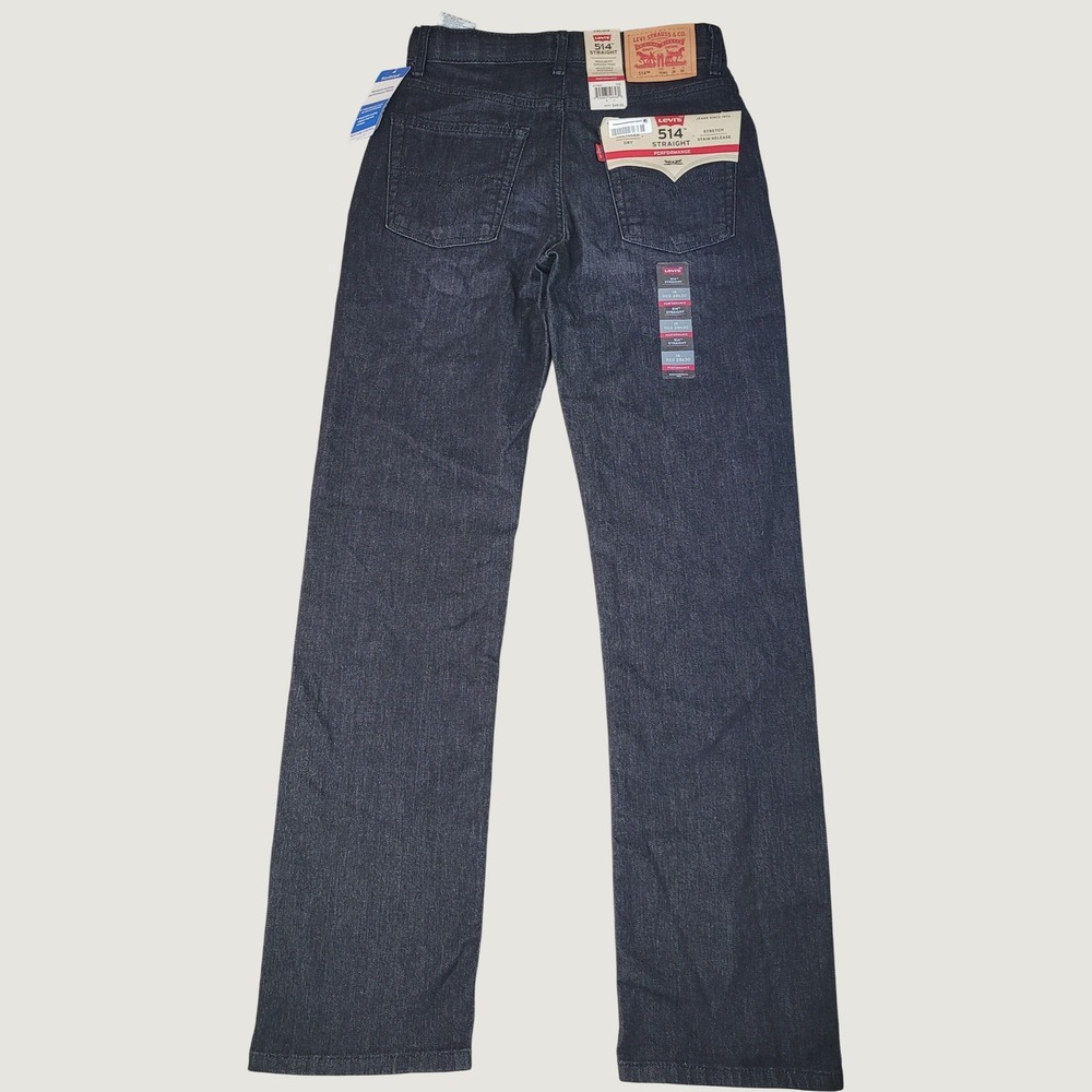 Levis 514 Straight Boys Jeans Size 16 Reg 28x30 Dark Wash Performance Stretch
